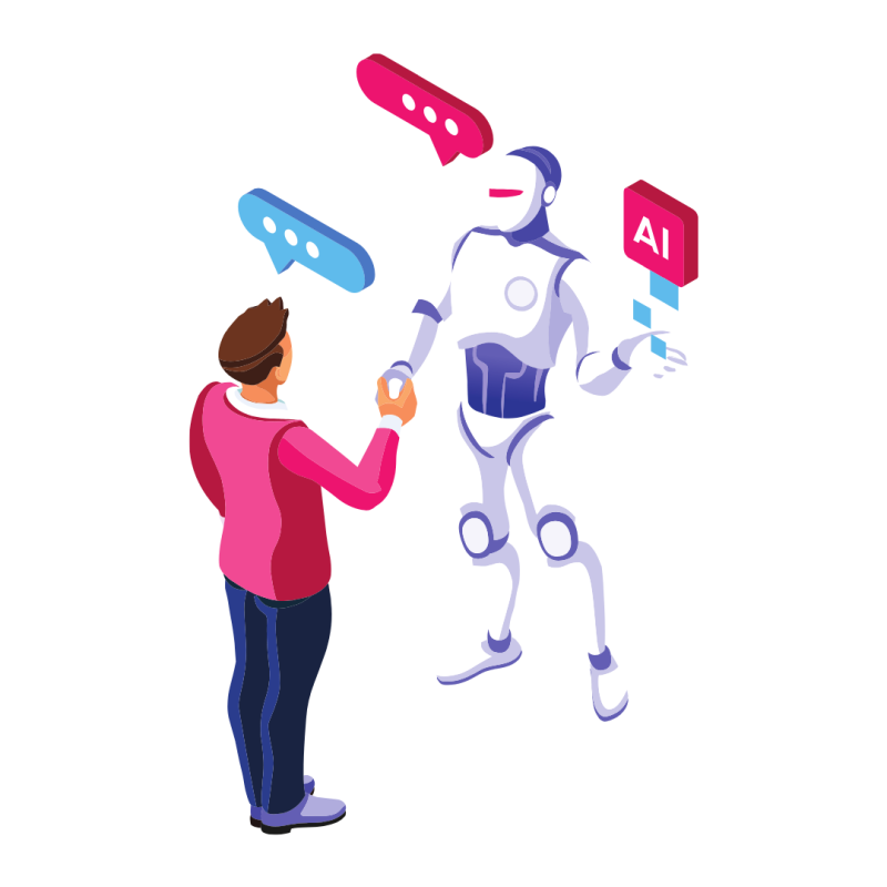 AI Robot talking to a human